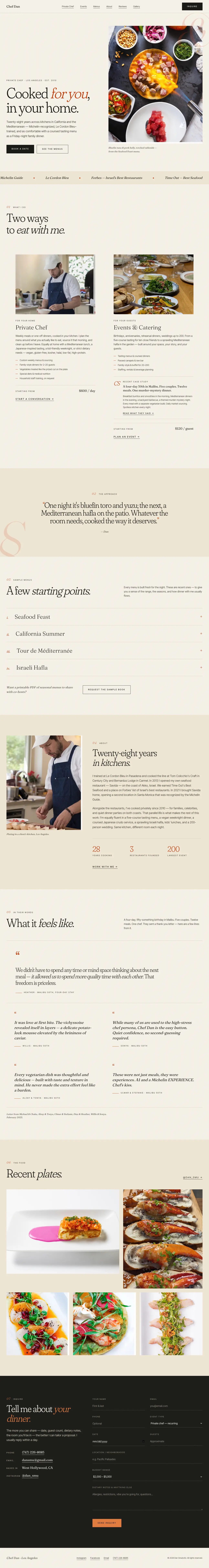 Website built for a private chef