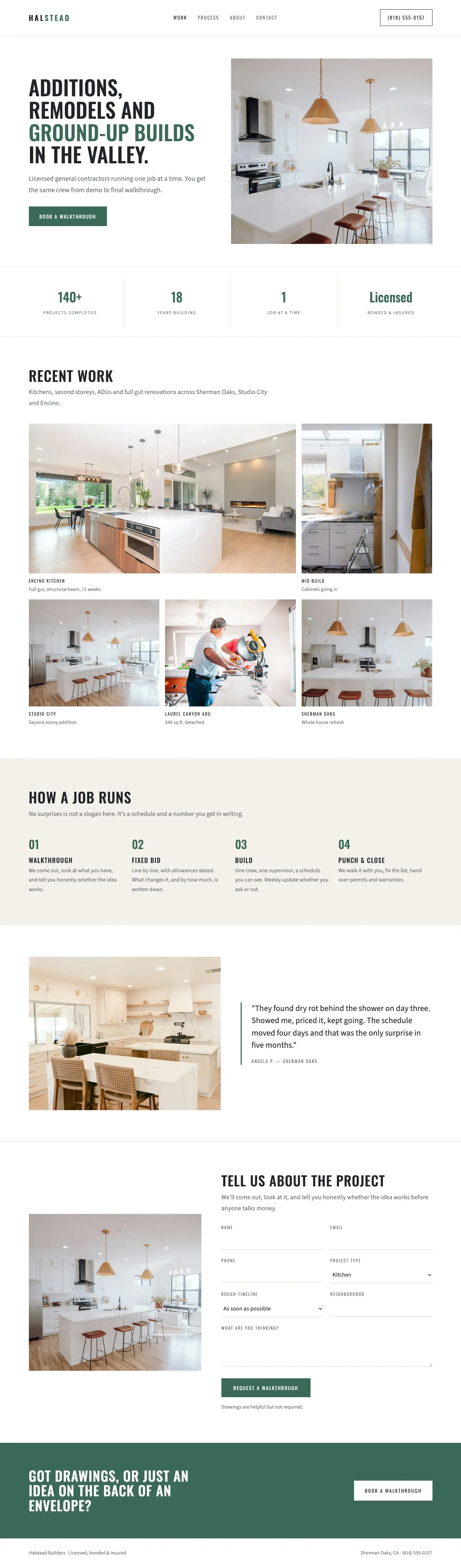 Example website for a contractor