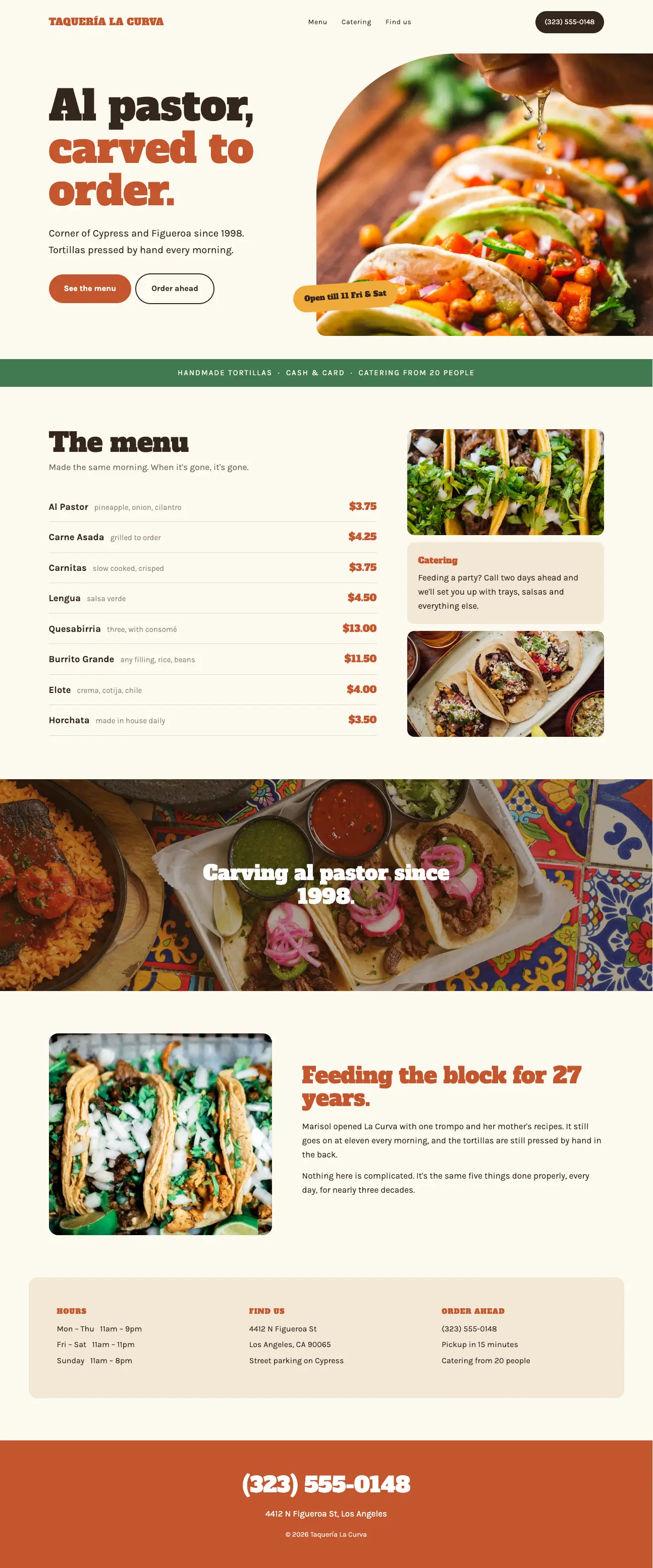 Example website for a taqueria